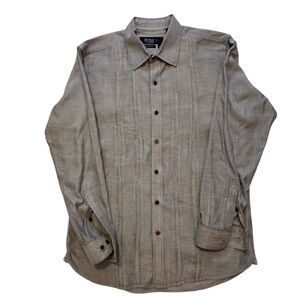 Nat Nast Collared Graphite Gray Long Sleeve Silk Cotton Blend Dress Shirt Sz M